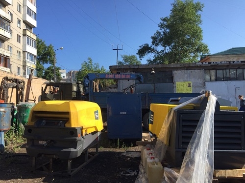 Передали компрессор в аренду для пескоструйных работ в город Красноусольск